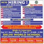 Delhi World School Walk in interview