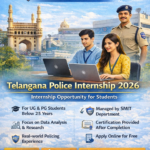 Apply for Telangana Police Internship 2026 by Hyderabad City Police. UG & PG students below 25 years eligible for data analysis and research internship.