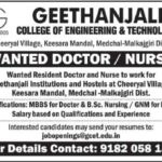 Geethanjali College Recruitment 2026 | Doctor & Nurse Jobs in Medchal-Malkajgiri District