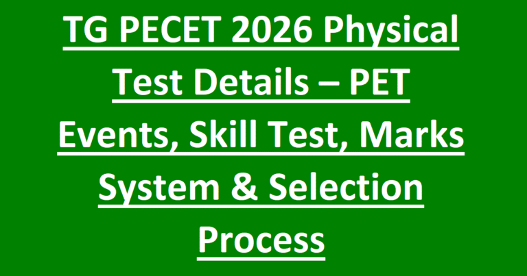 TG PECET 2026 Physical Test Details – PET Events, Skill Test, Marks System & Selection Process