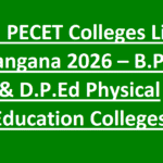 TG PECET Colleges List Telangana 2026 – B.P.Ed & D.P.Ed Physical Education Colleges