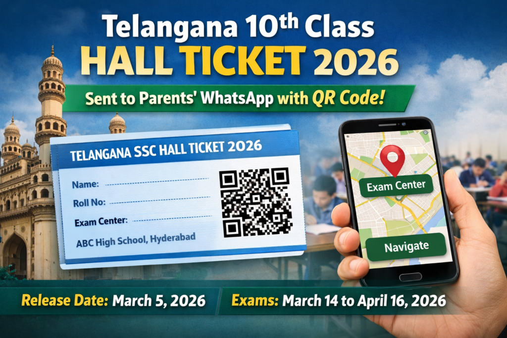 Telangana 10th Class Hall Ticket 2026 Update Hall Tickets to be Sent to Parents WhatsApp with QR Code Facility