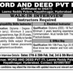Word and Deed Pvt ITI Walk-In Interview 2026 – Instructor & Office Boy Jobs in Hyderabad