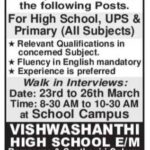 Karimnagar Vishwashanthi High School Teacher Recruitment 2026 – Walk-in Interview Apply Now