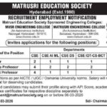 Matrusri Education Society Faculty Recruitment 2026 – Assistant Professor Jobs in Hyderabad