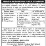 Nizamabad Nirmala Hrudaya High School Assistants, SGT Teachers, Computer Science Teacher, and Student Counsellor Jobs