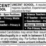 UNICENT School Recruitment 2026 Notification – Teachers, IT Teacher, Coordinators & Pre-Primary Posts