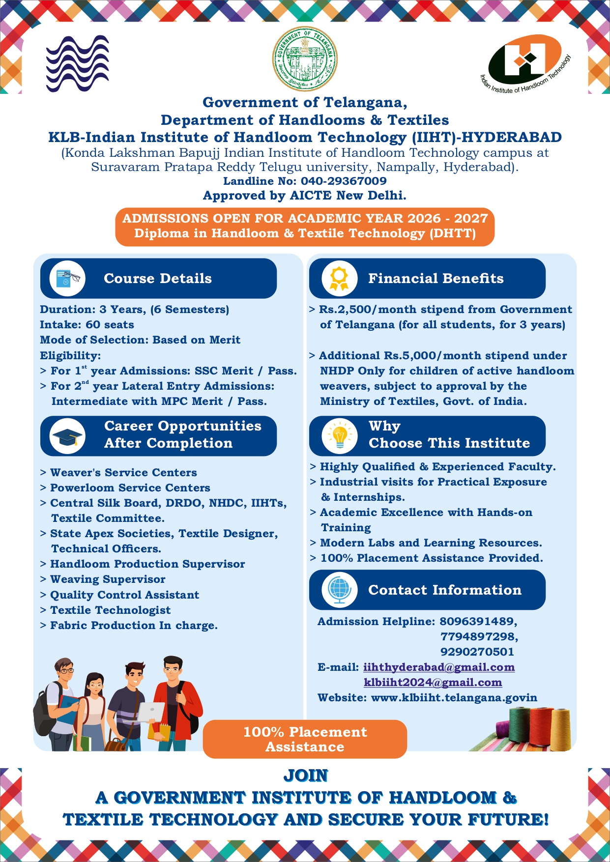 KLB IIHT Admission Notification 2026 Apply Online for Diploma in ...
