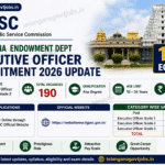 TGPSC Telangana Endowment Dept Executive Officer Recruitment 2026 Update 190 EO Jobs
