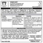 VNR VJIET Hyderabad Faculty Recruitment 2026 – Professor, Assistant Professor & Non Teaching Jobs