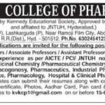KVK College of Pharmacy Faculty Recruitment 2026 Notification Out – Professor, Associate Professor, Assistant Professor & Lab Technician Jobs in Hyderabad