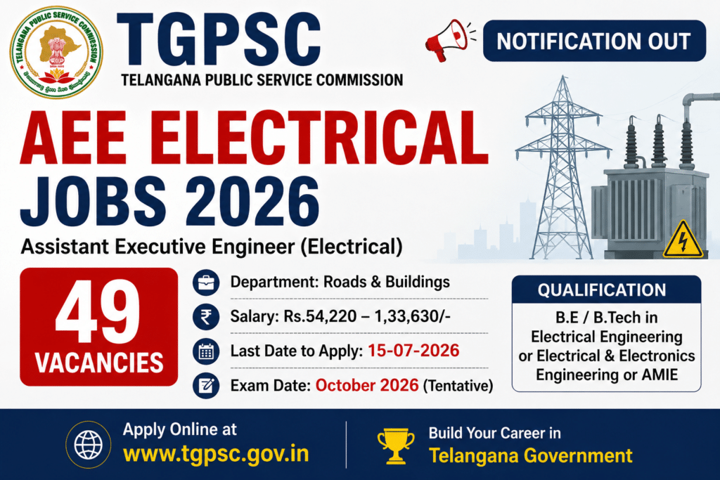 TGPSC AEE Electrical Jobs 2026 Notification Out for 49 Assistant Executive Engineer Vacancies