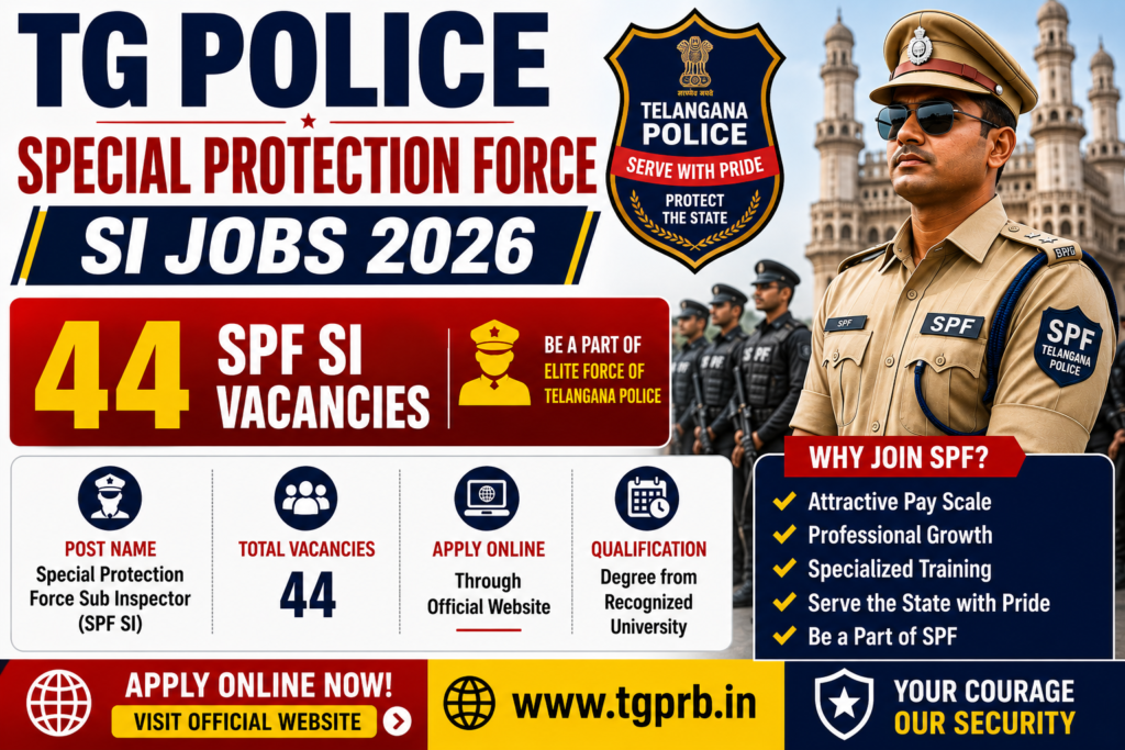 TG Police Special Protection Force SI Jobs 2026 – Apply Online for 44 SPF SI Vacancies
