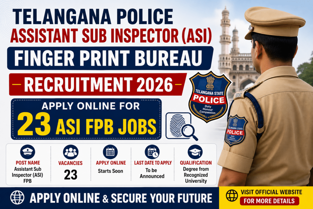 Telangana Police Assistant Sub Inspector (ASI) Finger Print Bureau Recruitment 2026 – Apply Online for 23 ASI FPB Jobs