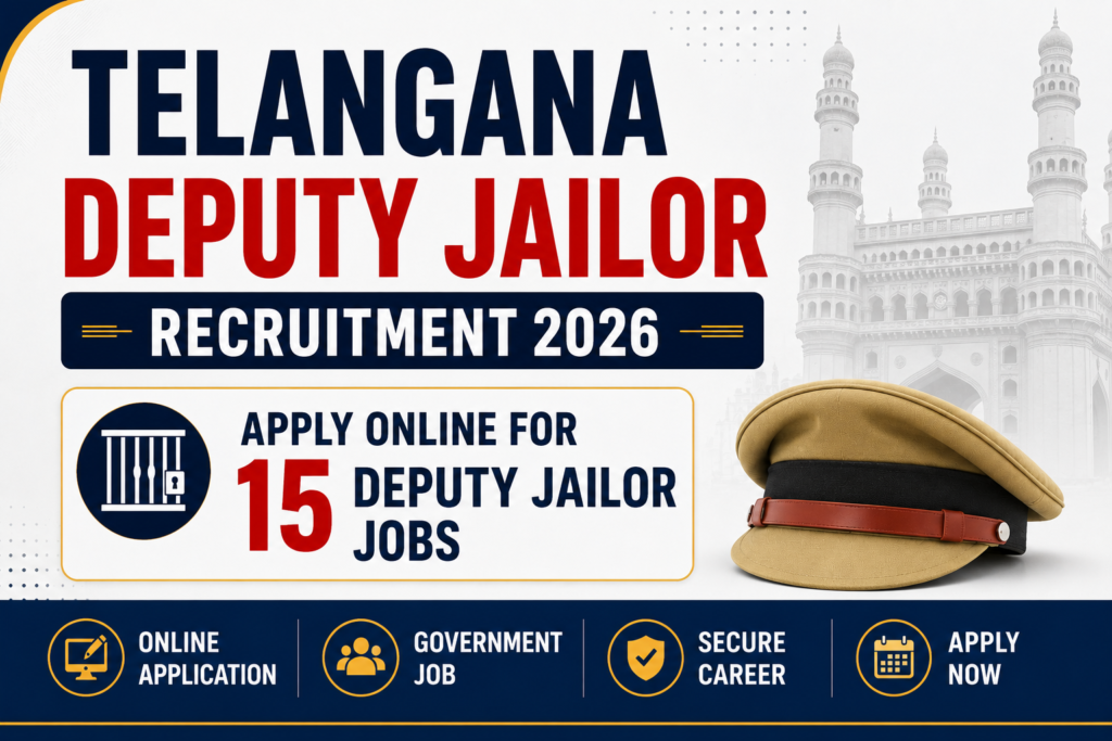 Telangana Deputy Jailor Recruitment 2026 – Apply Online for 15 Deputy Jailor Jobs