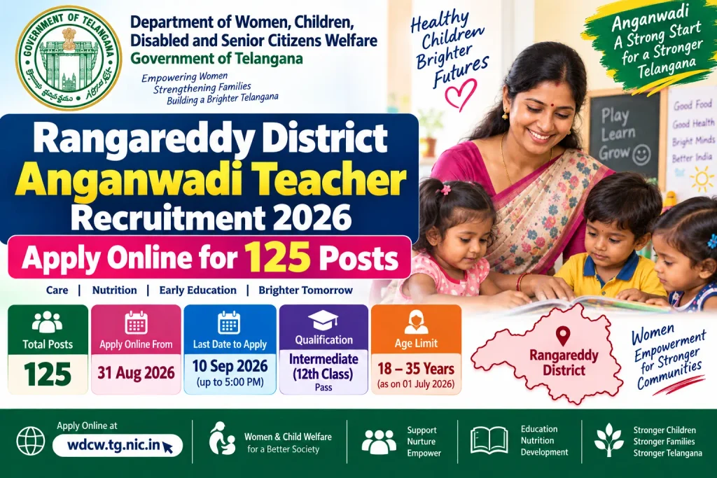 Rangareddy District Anganwadi Teacher Recruitment 2026 – Apply Online for 125 Posts